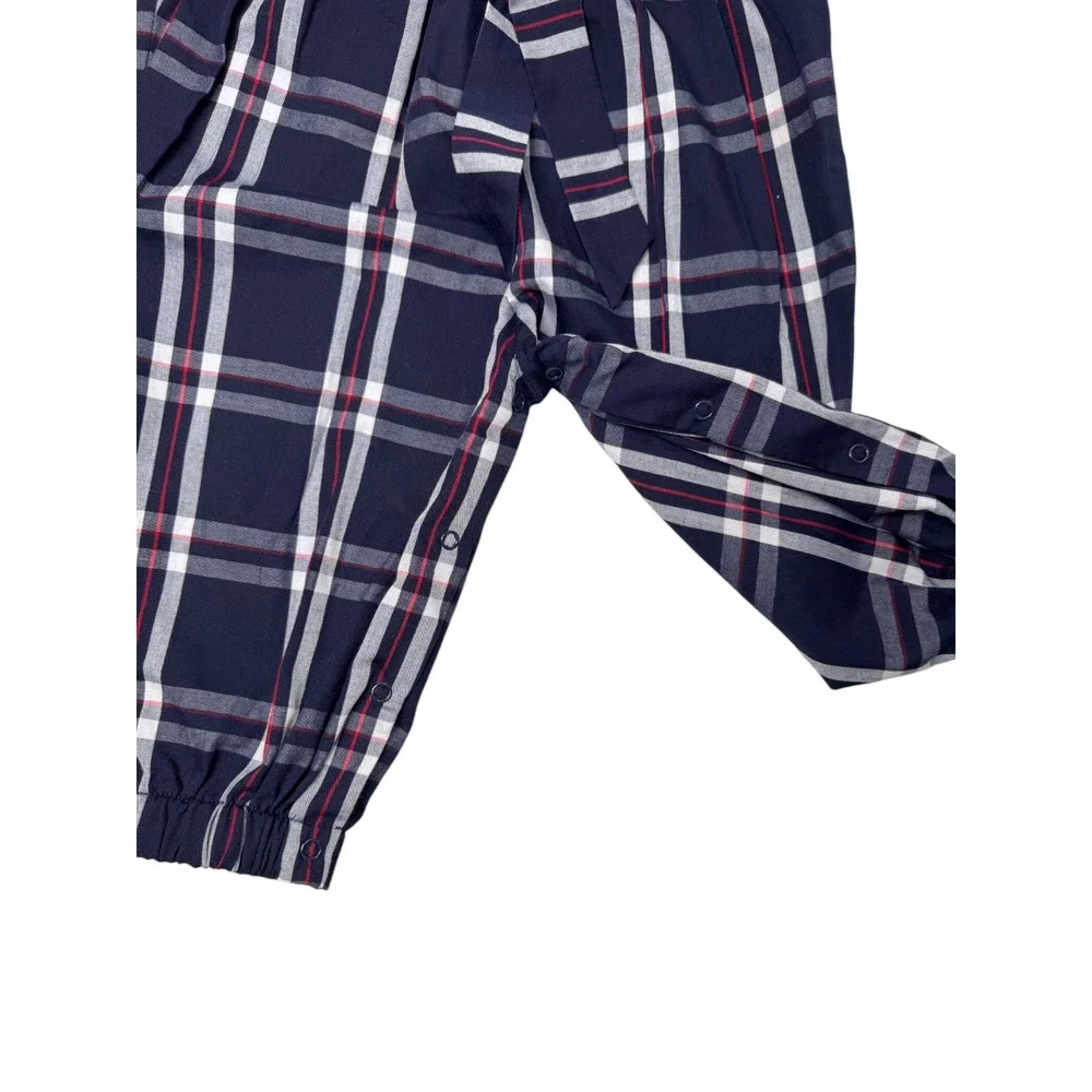 StellyBelly Romper Sz 18M‎ Blue Plaid Front/Back Tie Sleeveless Nautical